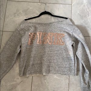 Pink long sleeve cropped sweater